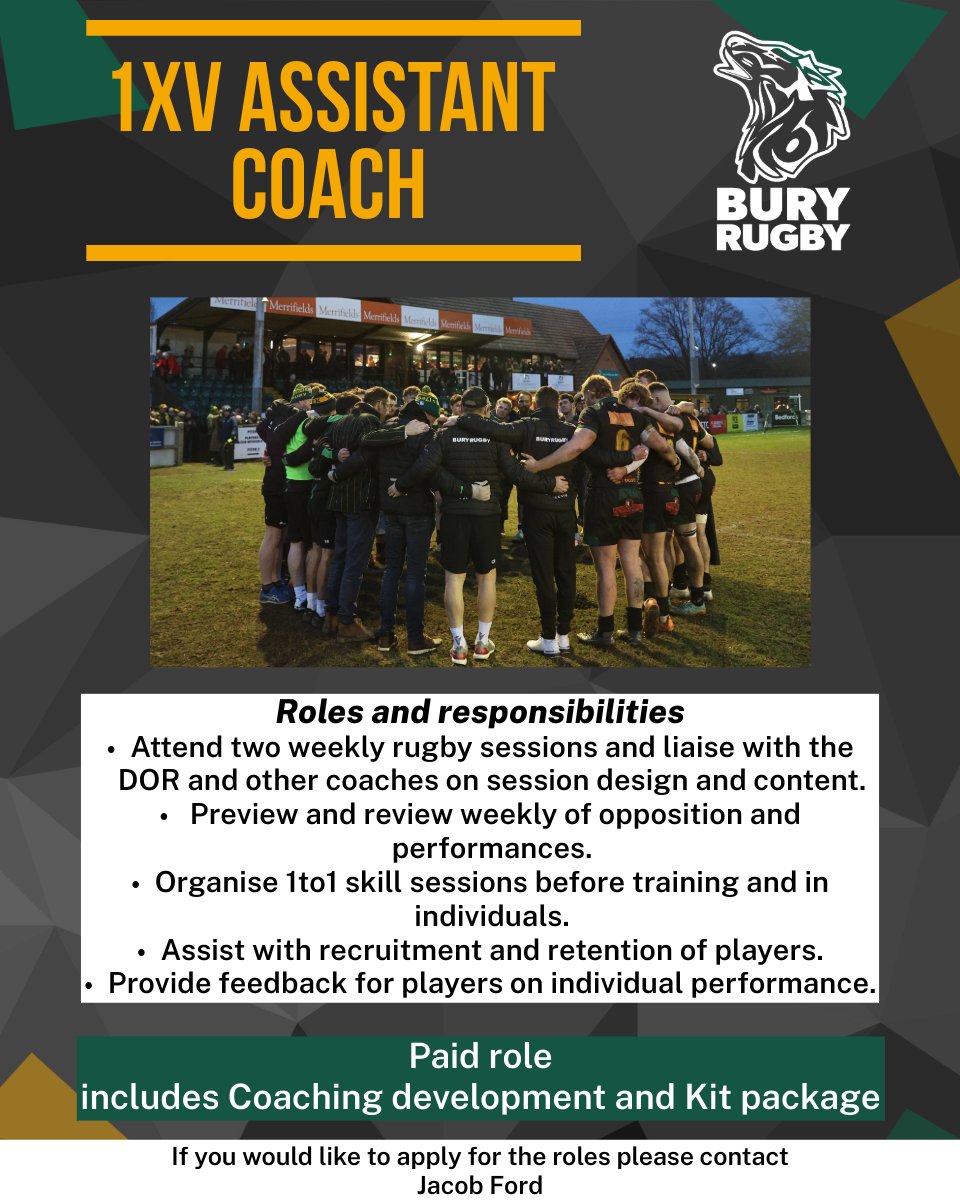 We are looking for a Men's 1st XV Assistant Coach to join us next season. If you have any questions, or to apply, please contact Jacob Ford. bserugby.co.uk/news/join-the-…