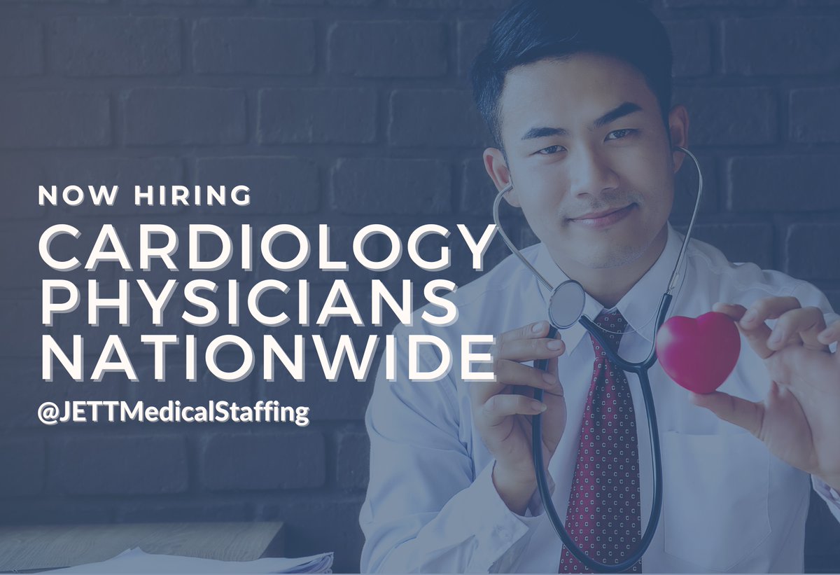 We are looking for talented Cardiologists to fill multiple openings nationwide! Go to jettmedicalstaffing.com to learn more about our exciting job opportunities! 

#PAOwnedStaffingAgency #JobOpportunities #CardiologyPhysician #Cardiologist #PhysicianJobs #JETTMedicalStaffing