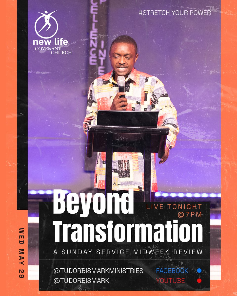 Join us tonight at 7pm for a midweek Sunday Service review 'Beyond Transformation' LIVE on our social pages! Get deeper understanding of Sunday's message and share your reflections with us. Don't miss this opportunity to connect, grow, and be inspired. #StretchYourPower #nlcczw