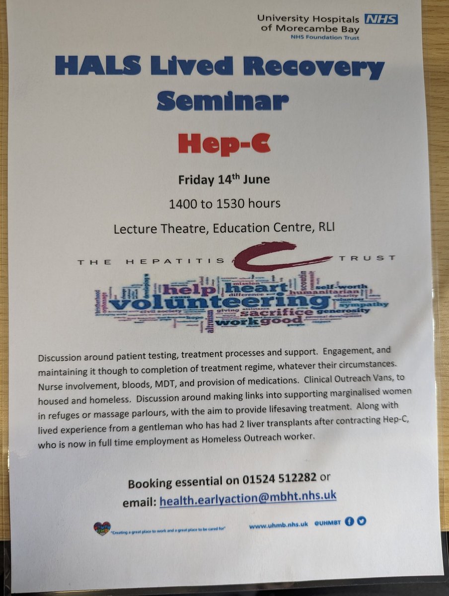 Hals June Lived Recovery Seminar will be very interesting, as usual.  All welcome, please book.