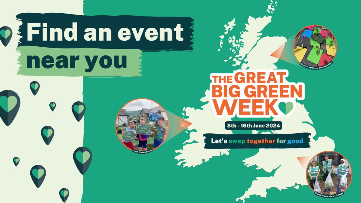 Communities across the country are coming together for the #GreatBigGreenWeek this June! 💚 From clothes or book swaps, to skill swaps in repair cafes or allotments, there are events for all the family to enjoy. 📍 Find an event in your local area: greatbiggreenweek.com/find-an-event