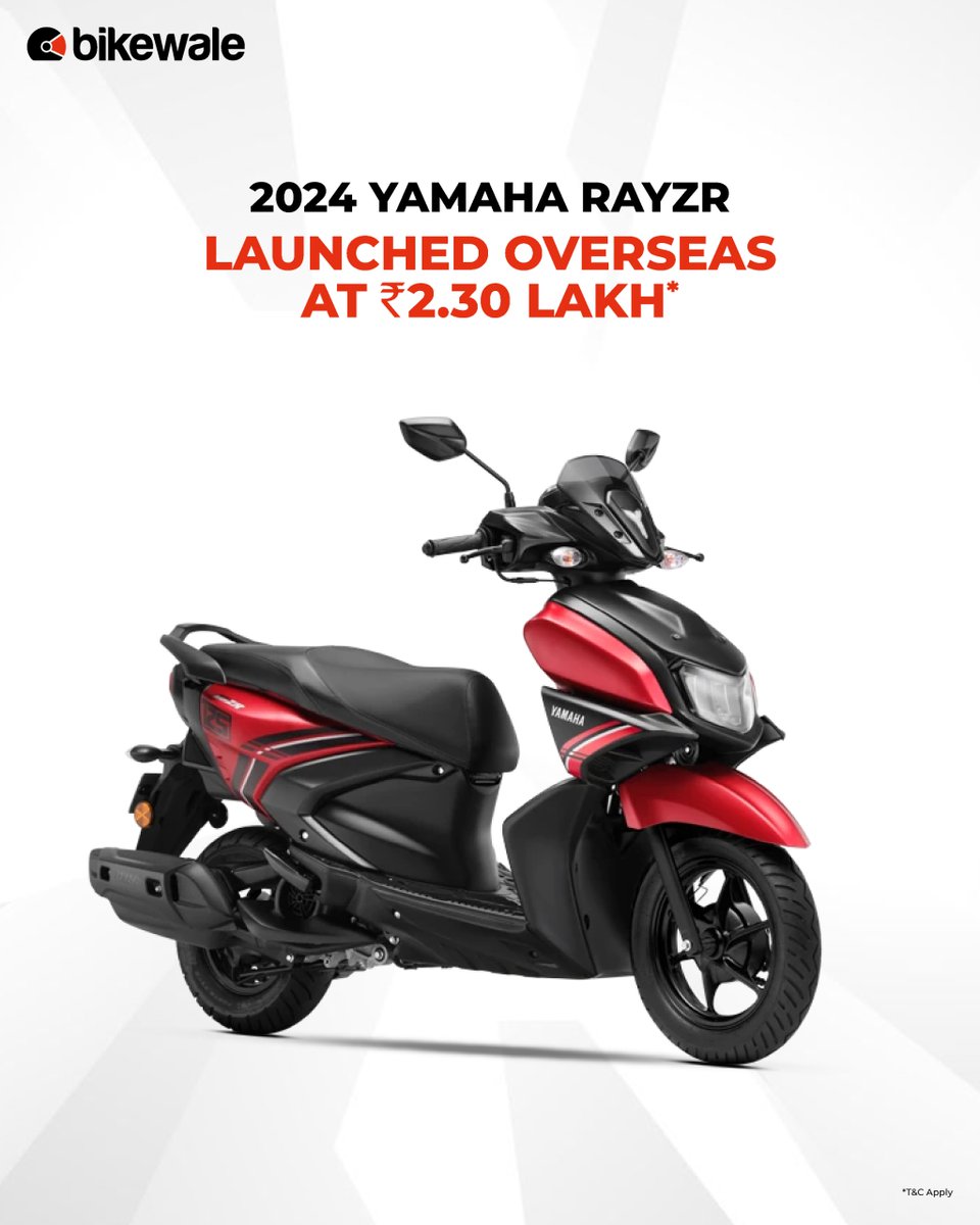 BikeWale's tweet photo. #Yamaha has launched the 2024 #RayZR in the European market and its asking price there stands at a staggering EUR 2,549 which is an equivalent of Rs. 2.30 lakh when converted to the Indian currency.
Read more: https://t.co/OgKcpX4JVV
#bikenews #bwnews https://t.co/3WlDYAe3QI
