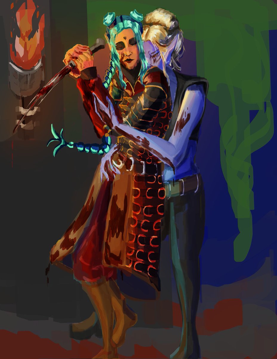 How it actually felt raiding the grove for this woman. 
This is a wip ill finish it eventually 🥹

#tav #bg3 #minthara #baldursgate #fanart #wlw #femaletavxminthara #art #digitalart #wip