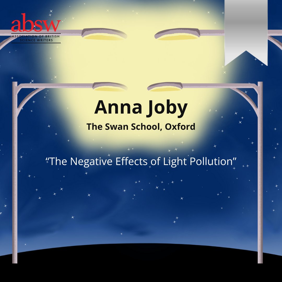 A huge congratulations to our first runner-up of the Young Science Writer Award 2024, Anna Joby of @TheSwanSchoolOx. Their brilliant essay 'The Negative Effects of Light Pollution' impressed our judges with its thorough research and compelling message @Ri_Science @BBC #YSWA24