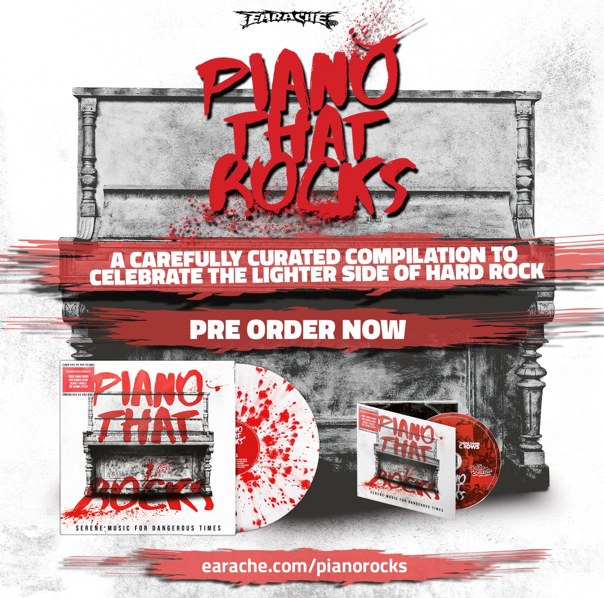 Just launched! Pre-order our new compilation album Piano That Rocks at earache.com/pianorocks Feat. 4 of your favourite Earache rock artists: @ThoseDamnCrows, @KrisBarrasBand, @ScarletRebels + @KarmaEffectUK!🤘 This is the first time that these tracks are available on vinyl🎹