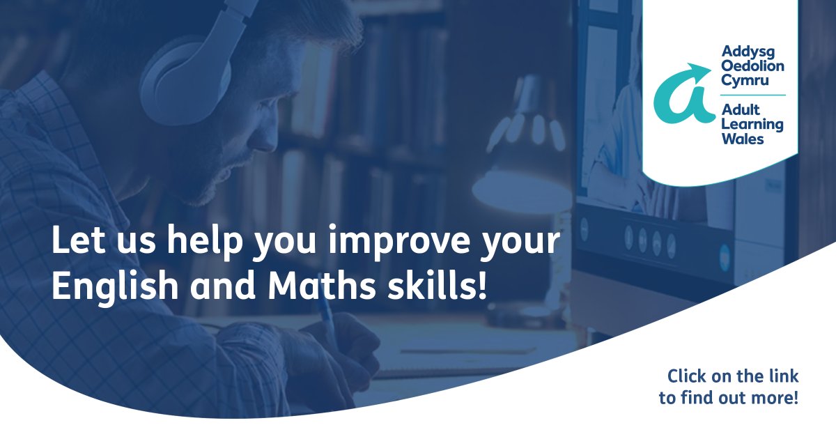 Do you need help with your Maths or English skills? We can help you! Click here to find out more: ow.ly/wvJS50RCRZT

#adultlearningwales #adultlearning #alwcymru #wales #mathscourse #englishcourse