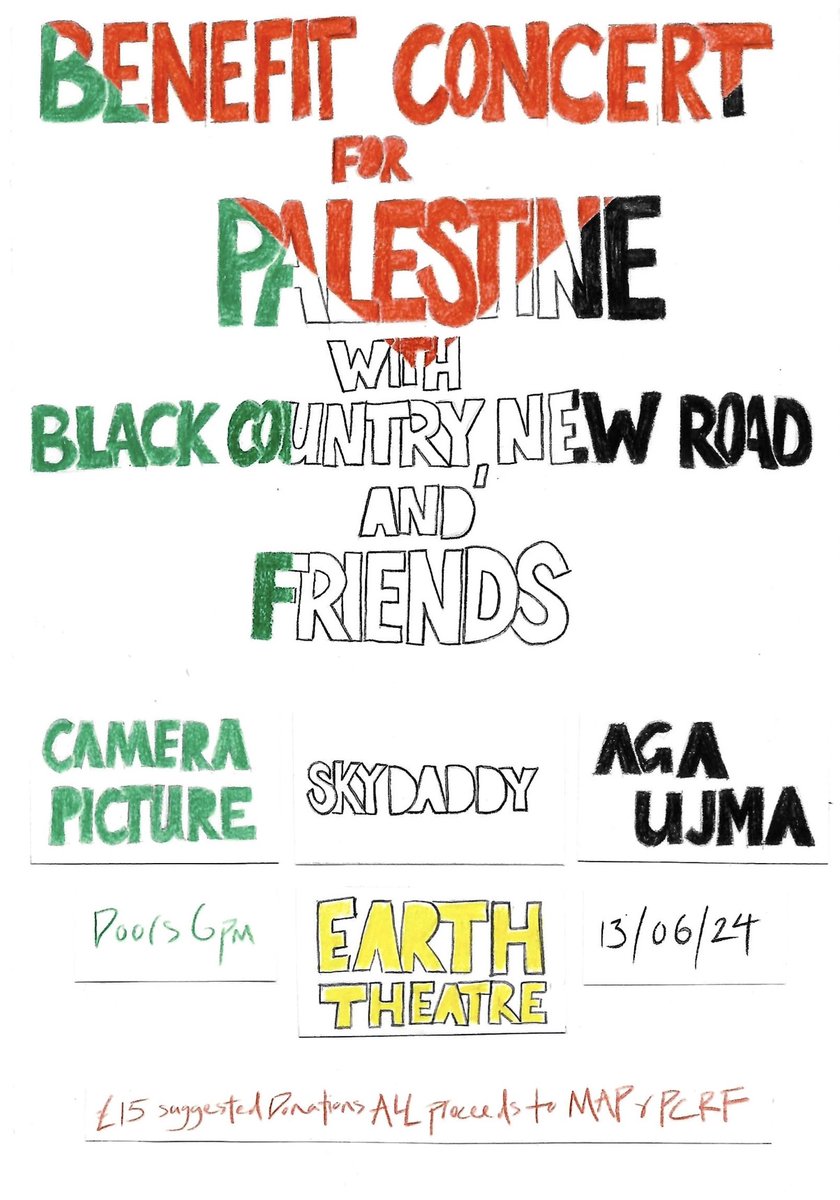 On the 13th of June we will be performing at Earth in Hackney with Camera Picture, Aga Ujma and Skydaddy to raise money for Medical Aid for Palestinians and the Palestine Children’s Relief Fund. Tickets are on sale now....................................................