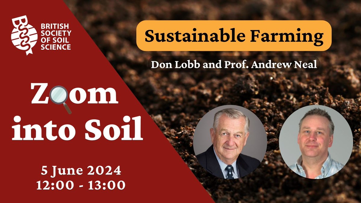 Our next Zoom into Soil webinar will be on Wednesday 5 June from 12-1pm (UK time). Join Don Lobb, former farmer from Canada, and Prof. Andrew Neal, research scientist at Rothamsted Research, as they discuss sustainable farming on soil. REGISTER FOR FREE: ow.ly/gpHn50RZZAU