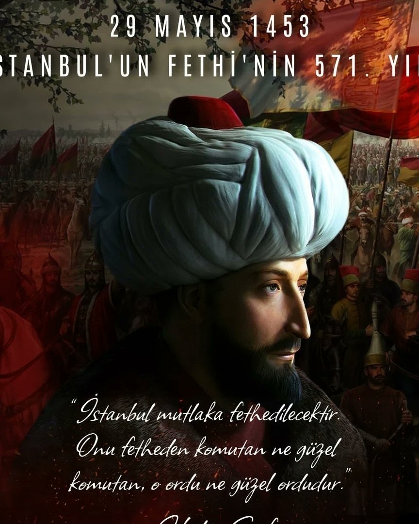 _Albayrak28_'s tweet photo. إنا فتحنا لك فتحا مبينا

"İnnâ fetahnâ leke fethan mubînâ(mubînen)."

Bu fetih,
Peygamberimizin müjdesi, ashab-ı kiramın arzusu, Ebû Eyyûb el-Ensârî'nin hayali ecdadımızın sevdasıdır..
#İstanbulunFethi1453 🇹🇷 https://t.co/IbctYoWcND