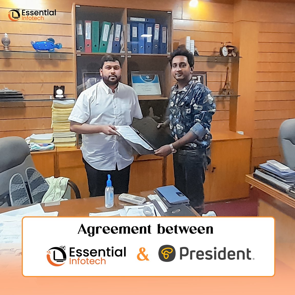 Essential-Infotech has officially signed an agreement with President Luggages. This collaboration marks a significant milestone for us, paving the way for innovative solutions and greater achievements. Stay tuned for more updates!