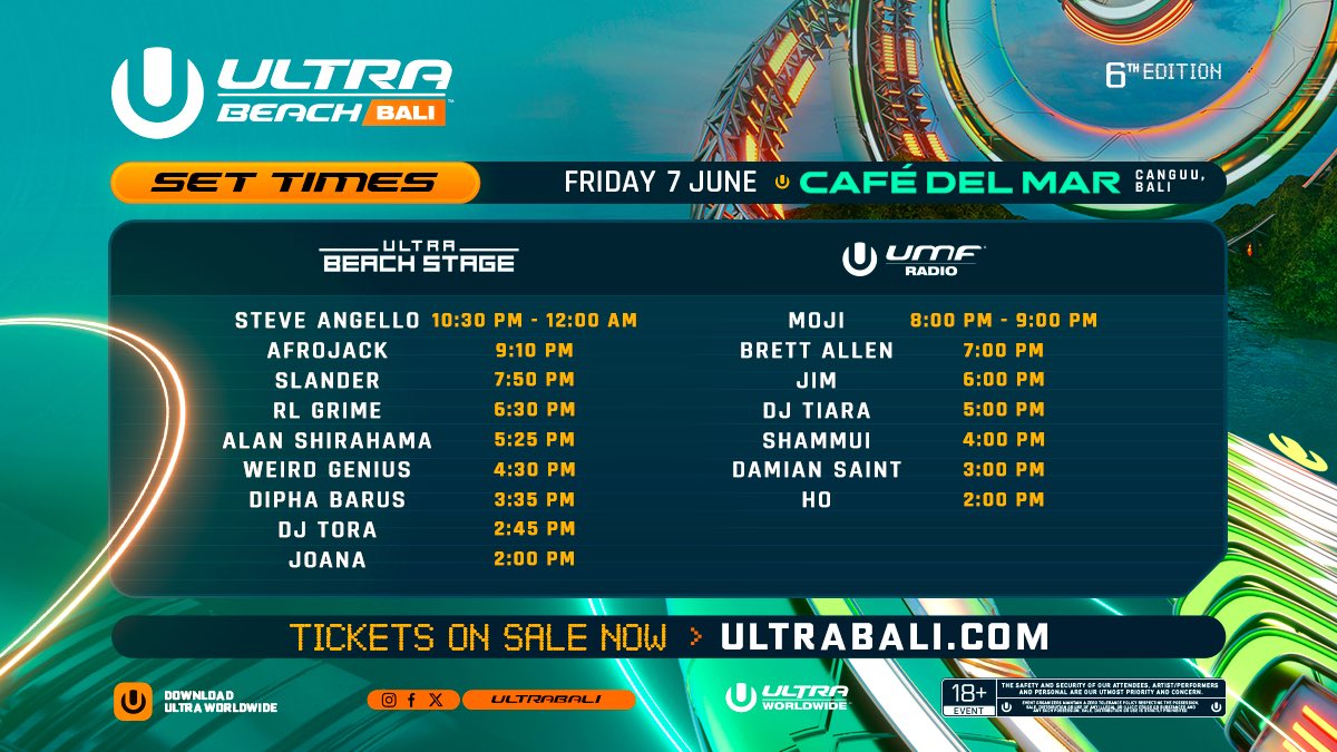 Here are your set times for #Ultrabeachbali 2024! 🔥 Tickets ➡️ ultrabali.com