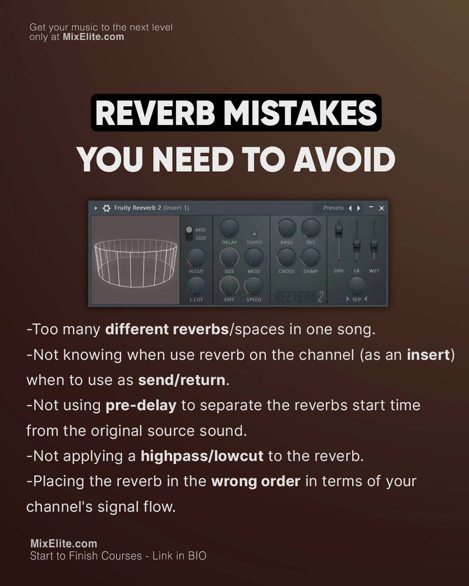 Free Mixing Crash Course 👉 MixElite.com/free-course

Today you are getting to know 5 reverb mistakes you need to avoid in your mix!⁠

 #MixElite#musicbusiness #flstudiomobile #studiosetup #musicmaker #djmusicproducer #flstudiogang #studiolife #mixingandmastering #beatsforsale