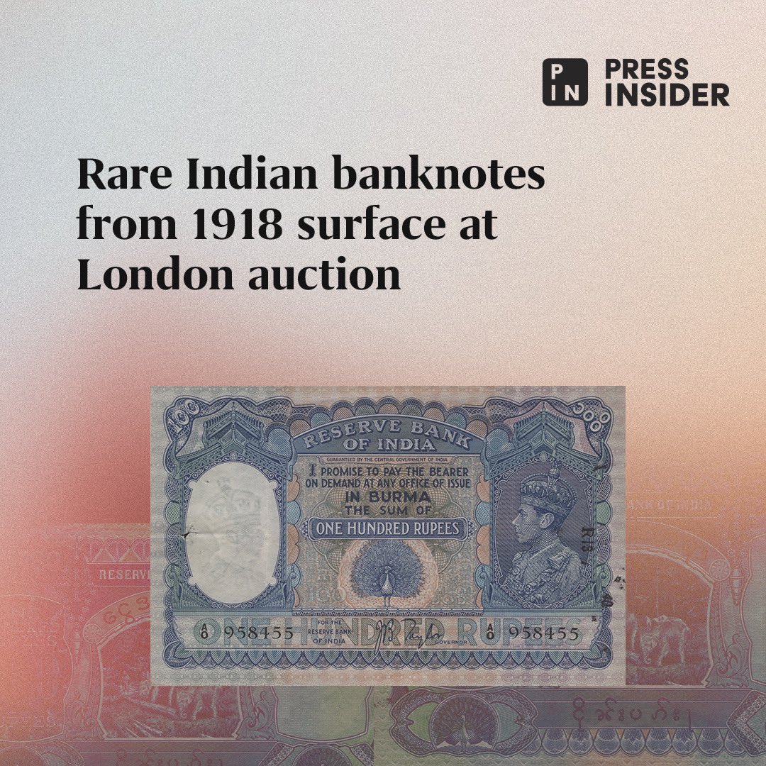 _PressInsider_'s tweet image. Rare Indian banknotes from 1918 surface at London auction. 

The notes were lost in the 1918 shipwreck of #SSShirala

#LondonAuction #Indianbanknotes #indiancurrency