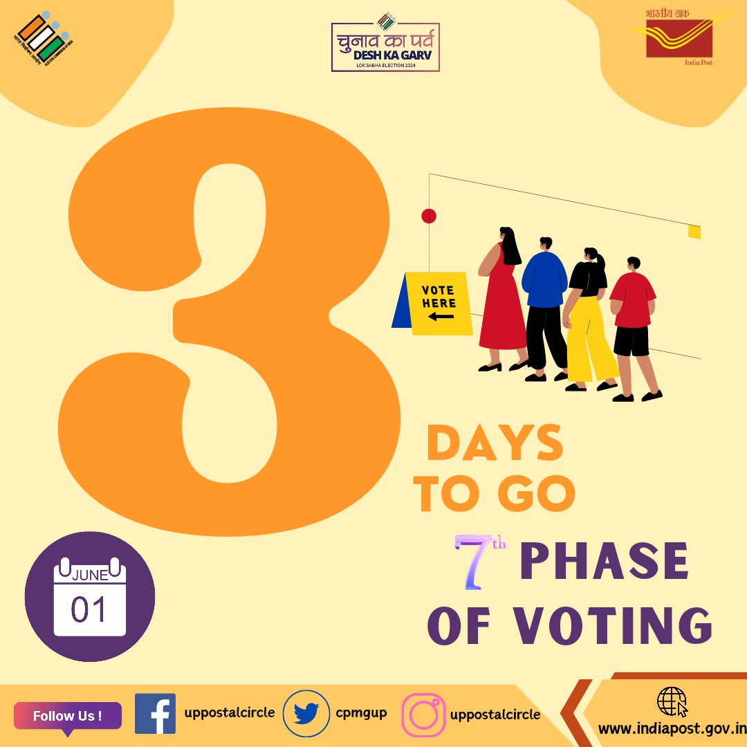 Are you ready to vote? ✨
⏰️ 3 days to go 
 🗓 Phase 7 : 1st June, 2024

#MeraVoteDeshKeliye
#IVoteForSure