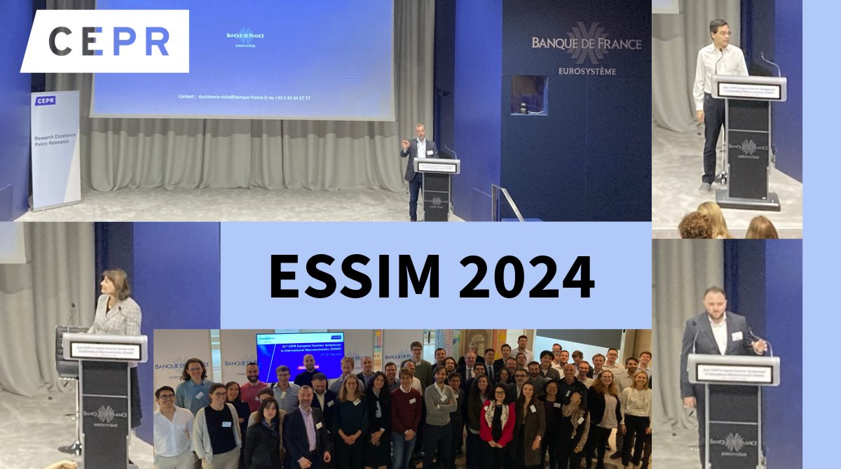 The 31st CEPR European Summer Symposium in International #Macroeconomics (ESSIM) is just finishing up in Paris. #ESSIM is one of the highlights of the CEPR calendar and this year's lived up to the high standard set by the previous 30. Many thanks to our partners @banquedefrance