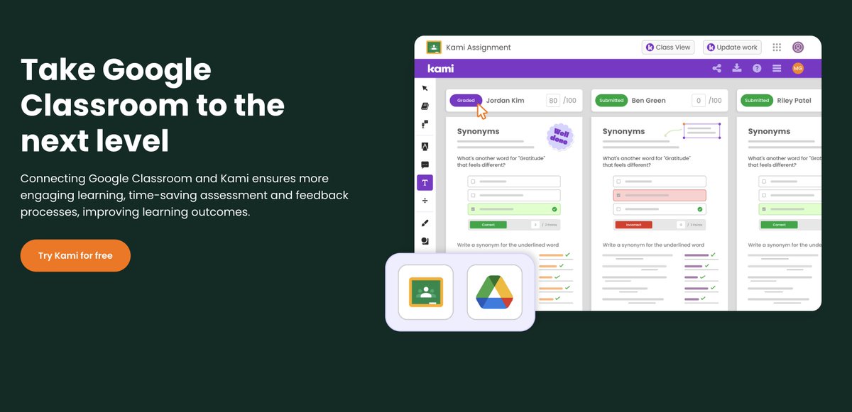 Using #GoogleClassroom? There's a new dedicated LMS page just for you! kamiapp.com/integrations/g… 
Find all the time-saving @kamiapp magic integrated with GC + easy & effective ways to help you support yr Ss! 

#GoogleEI #GoogleEC #GoogleET #GoogleChampions
@GlobalGEG @GoogleForEdu