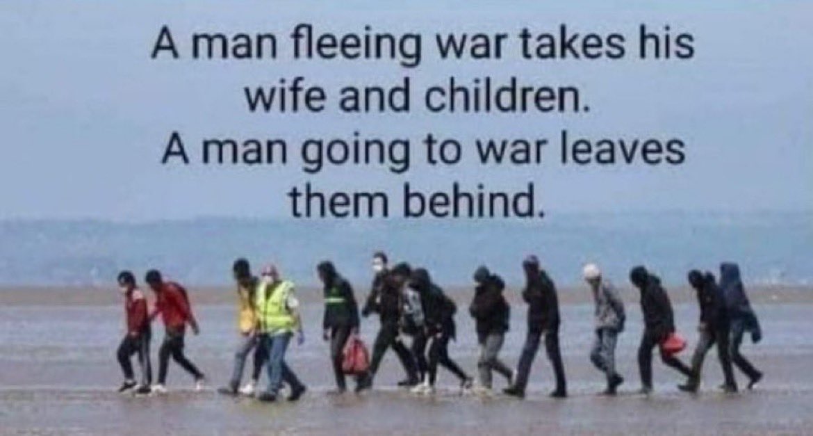 @RadioGenoa A man fleeing war takes his wife and children. A man going to war leaves them behind.