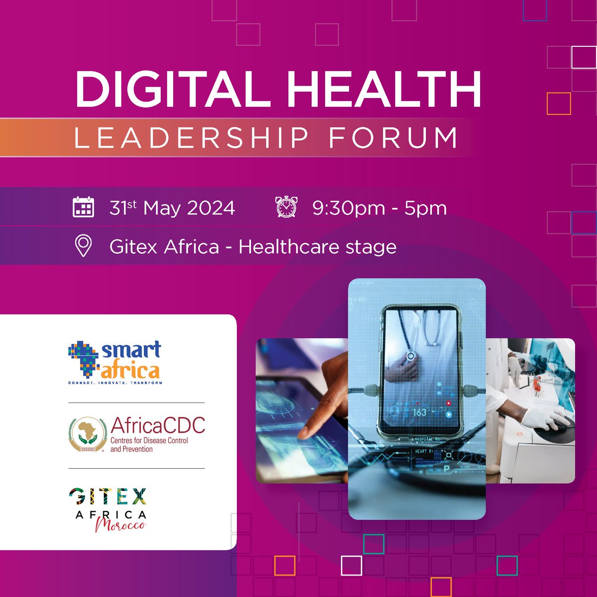 The Africa #DigitalHealth leadership forum is happening this Friday from 9:30am at the Healthcare stage of @GITEXAfrica, bringing together #Africa's most influential #health and #ICT leaders, #entrepreneurs, #investors, and #policymakers. Learn more: smartafrica.org/wp-content/upl…