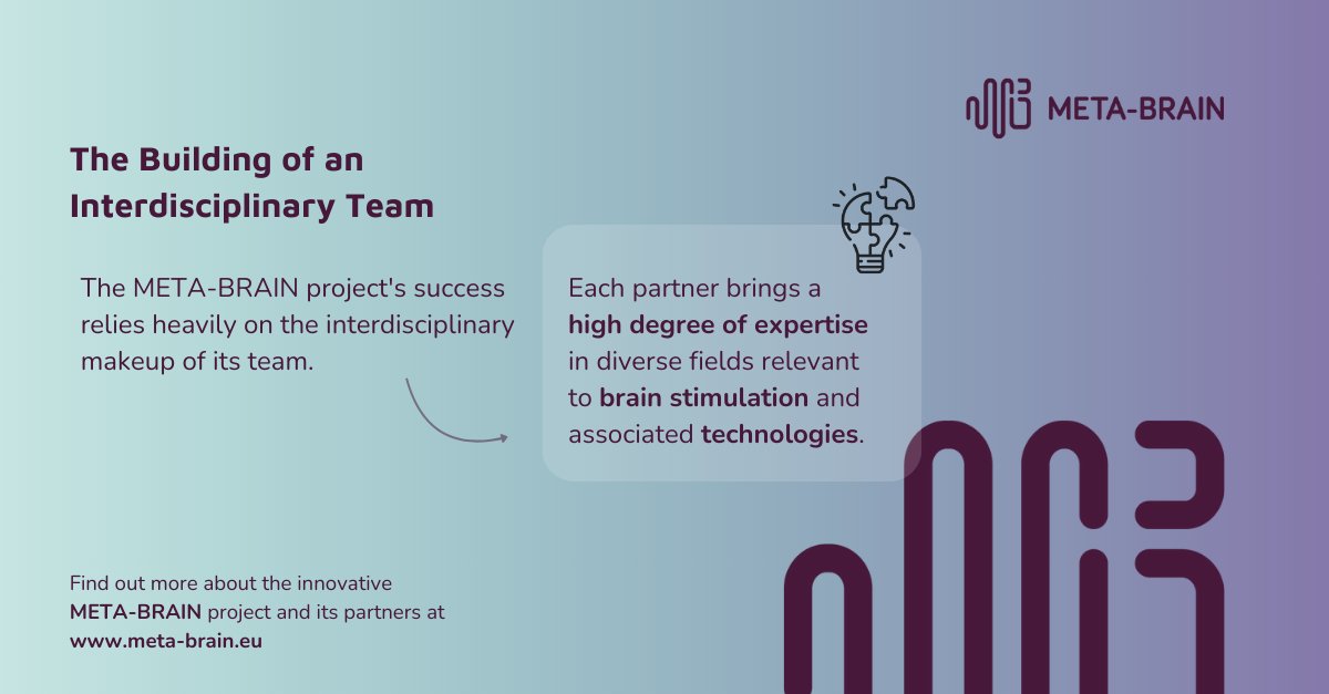 🧠Curious about how the #METABRAIN team formed? High interdisciplinarity was key, with partners bringing expertise across areas relevant to #brainstimulation and its technologies. Learn more about the project & its partners at meta-brain.eu. #NeuroScience #BrainScience