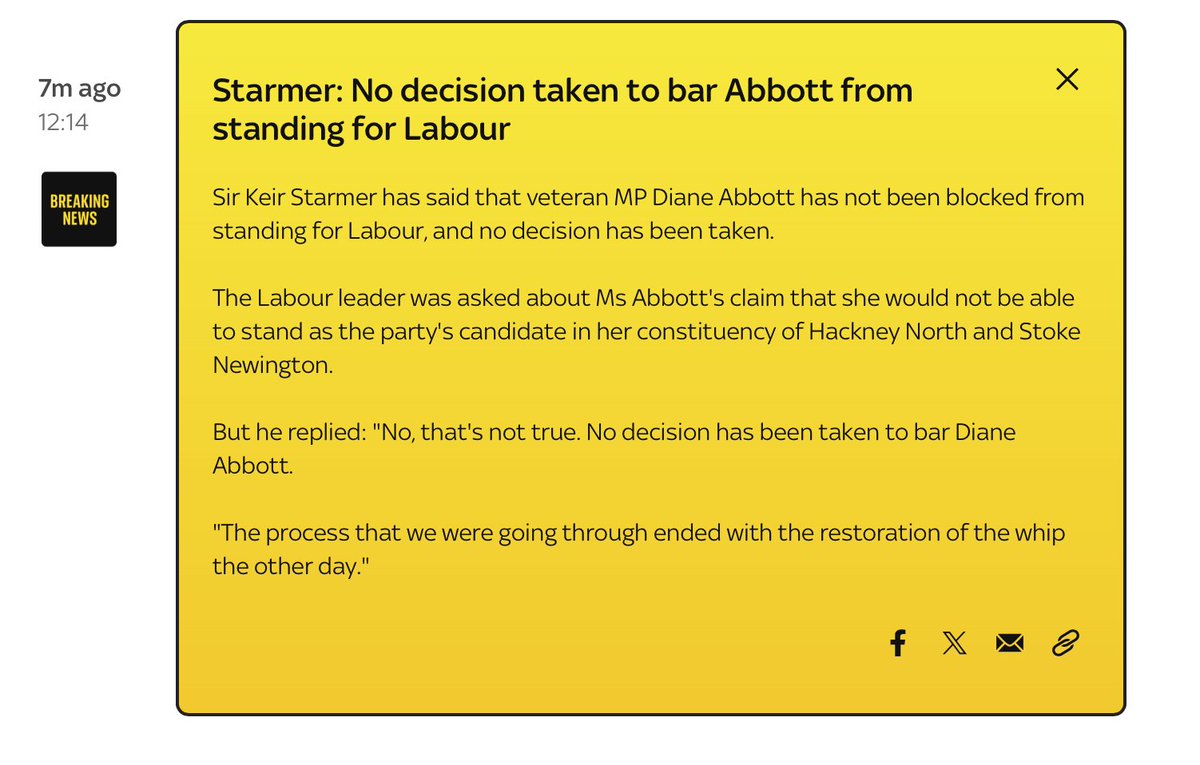 'Starmer: No decision taken to bar Abbott from standing for Labour' Seriously, could Starmer have handled this any worse?