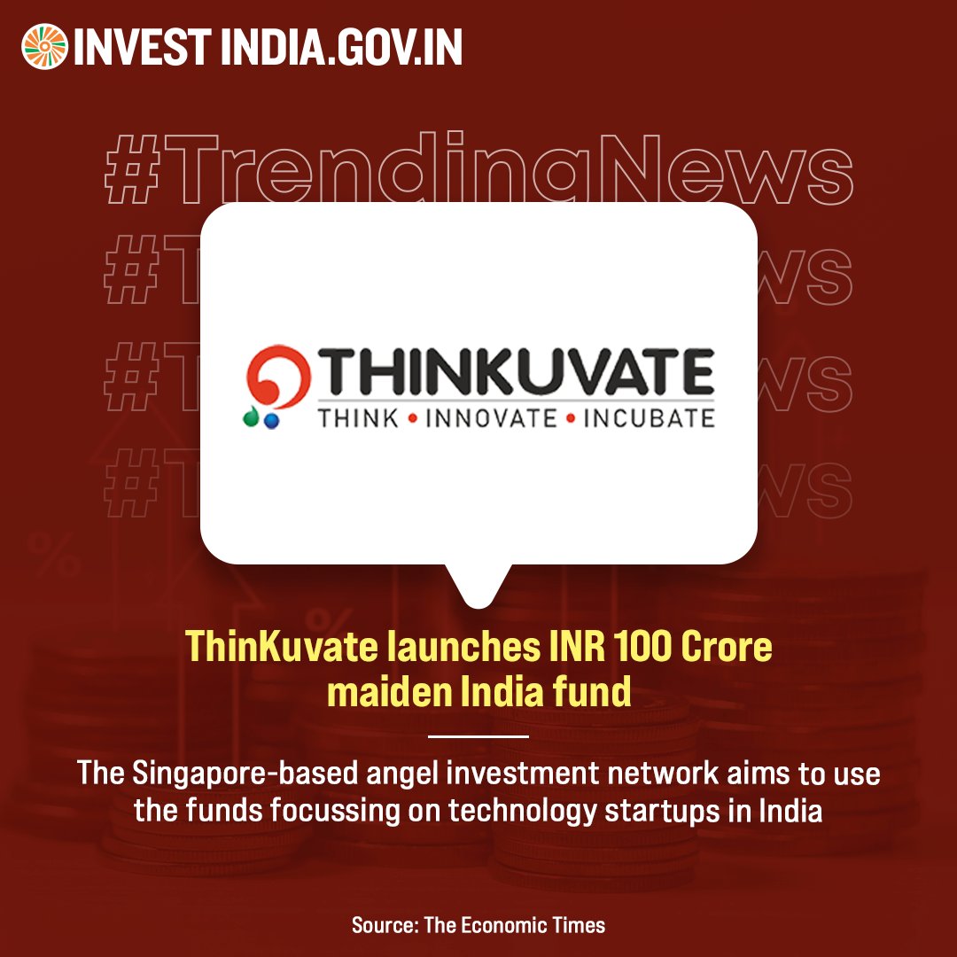 #Singapore-based #ThinKuvate aims to invest in around 15 revenue-generating #startups each year that have built-in traction & market acceptance, providing impetus to #India's booming #startup ecosystem. Read more: bit.ly/3UQj7Oy #InvestInIndia #InTheNews #TrendingNews