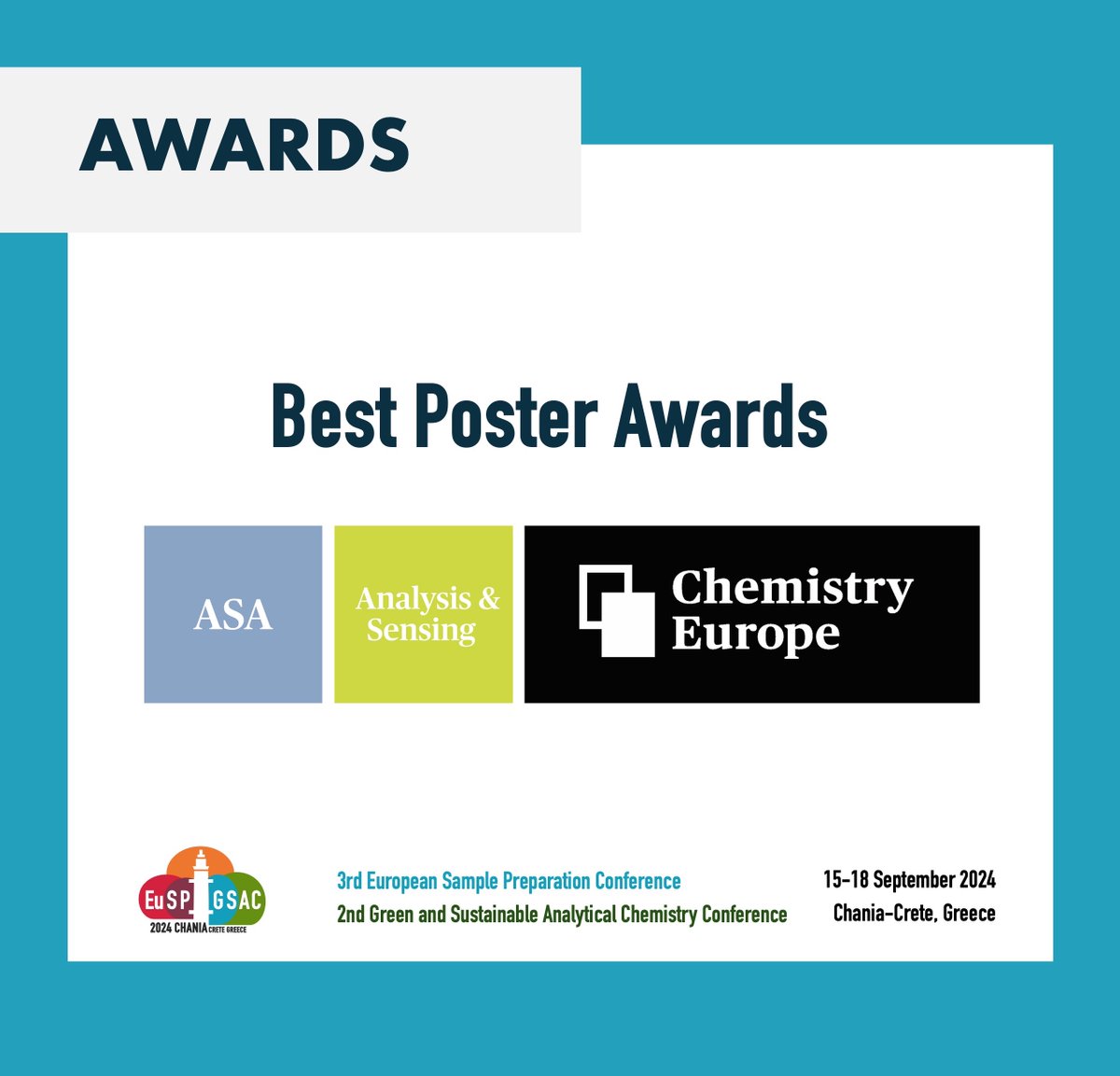 EuSP_GSAC_2024's tweet image. The @ChemEuropee sponsorship program is a contractual arrangement between the Chemistry Europe Partner Societies. 

#EuSP2024 #GSAC2024 #samplepreparation #greenanalyticalchemistry