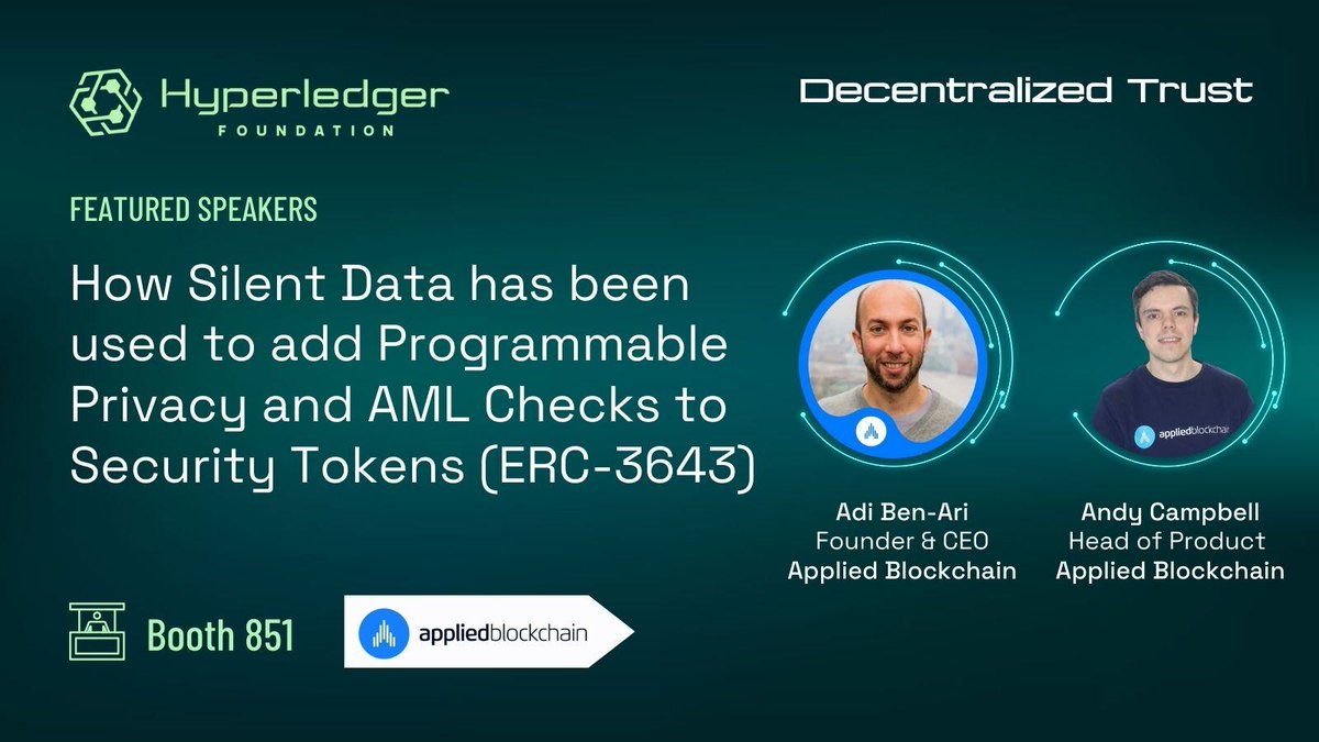 Join us this morning @Consensus2024 11:00 AM at the Hyperledger Foundation booth #851 for an insightful presentation by <a href="/AppBlockchain/">Applied Blockchain</a>. #Consensus2024 #Blockchain #Privacy #SecurityTokens