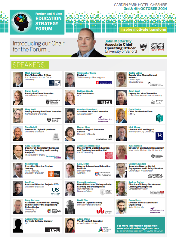 EduStratForum's tweet photo. The Education Strategy Forum returns this October! Bringing together the brightest minds in higher education, including vice chancellors, CIOs, and senior leaders from top universities nationwide, this forum is set to redefine the future of UK education! https://t.co/3Q4HeiAJC7