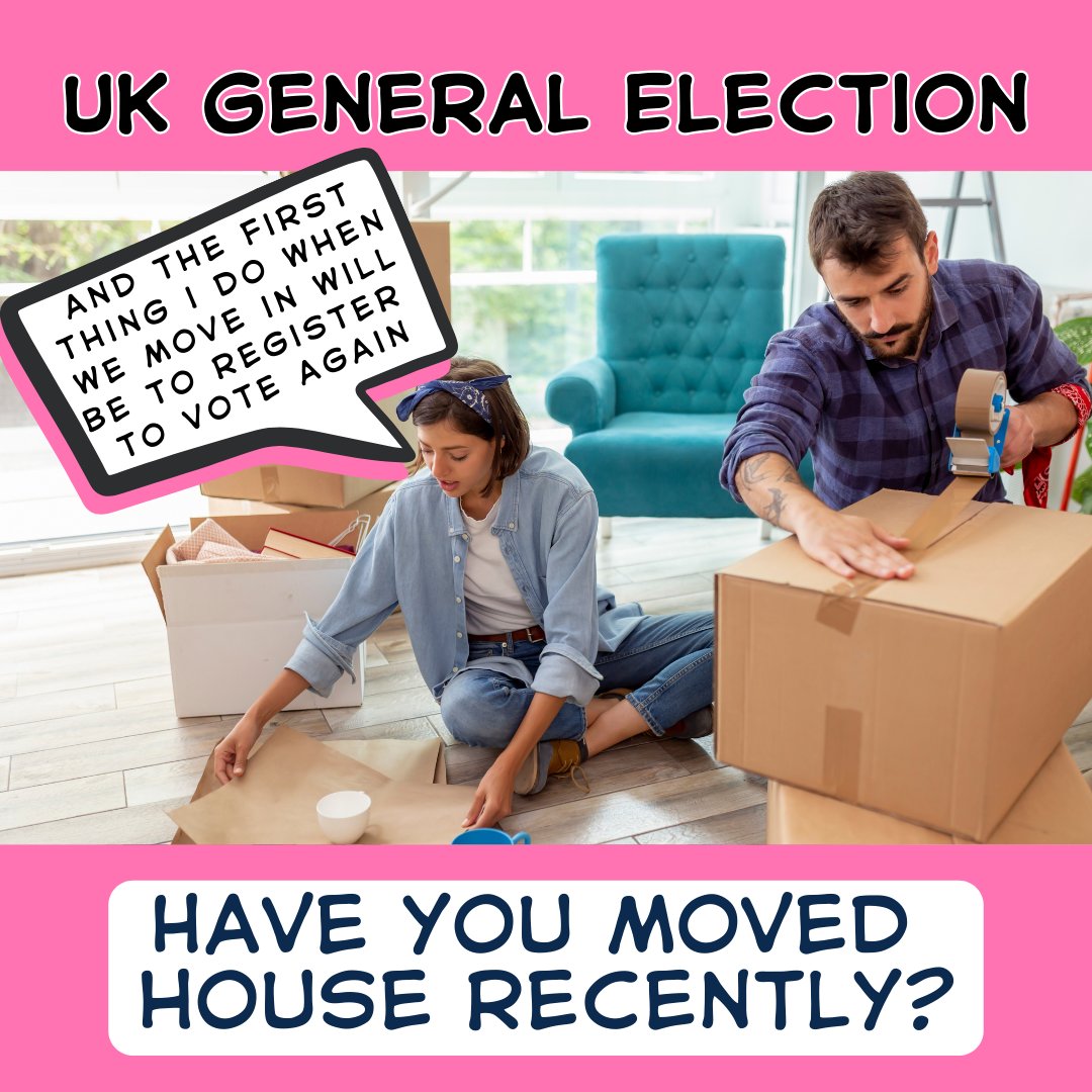 If you've moved house recently, remember to register again to ensure you can vote in the General Election! Visit gov.uk/registertovote