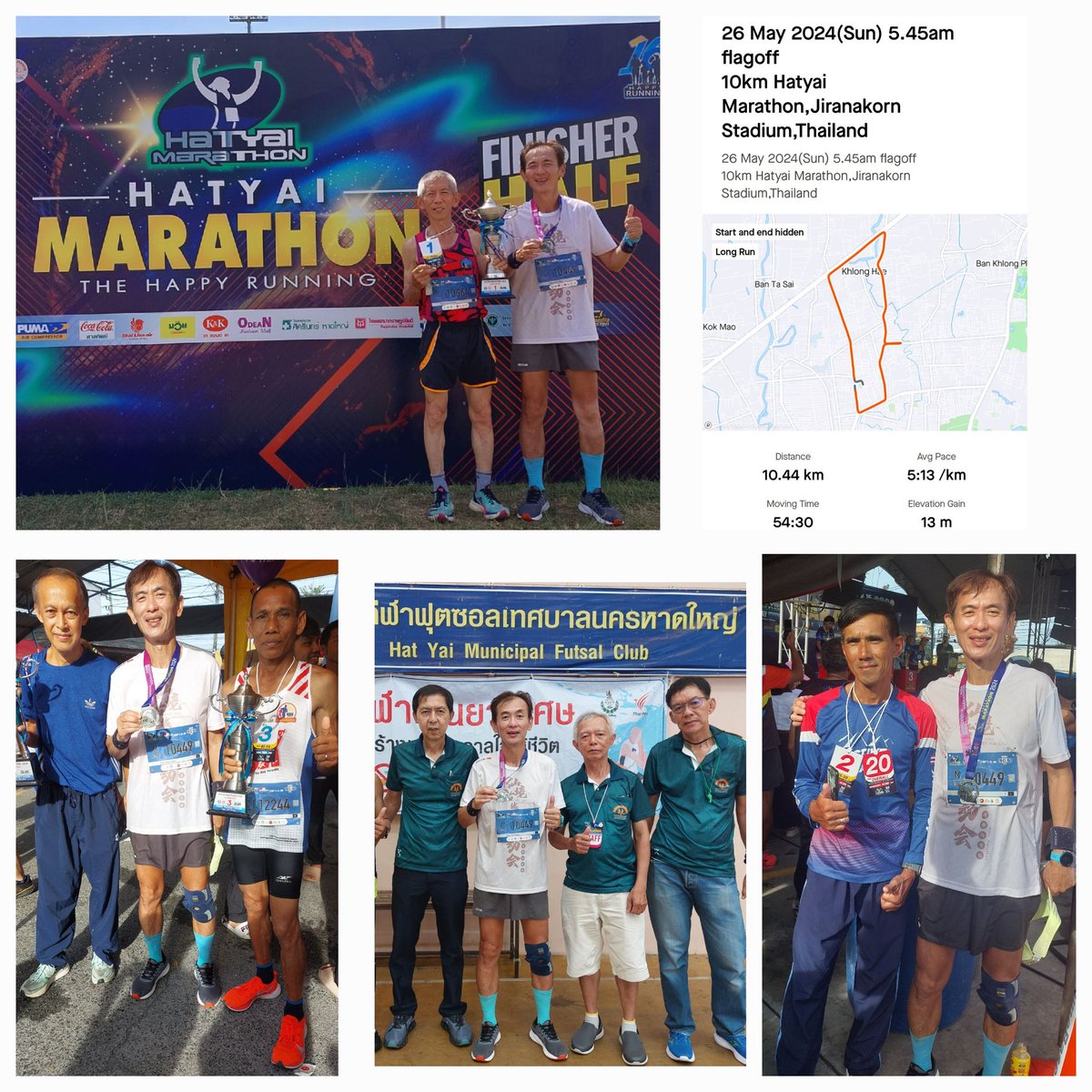 Part 2 of back 2 back Run weekend!
After yesterday's 2nd place finish at 21km Langkawi Ultra,today missed Top 5 podium finish by 2.20min.
26 May 2024(Sun) 5.45am flagoff
10km Hatyai Marathon,Jiranakorn Stadium,Thailand

facebook.com/share/p/MrEbZQ…