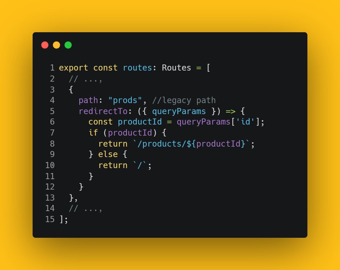 🅰️💥In @Angular 18, a route's `redirectTo` property can be a function that returns a string or `UrlTree`, enabling us to create more dynamic redirects based on the application's state:

#angular #javascript #typescript #AngularAddicts