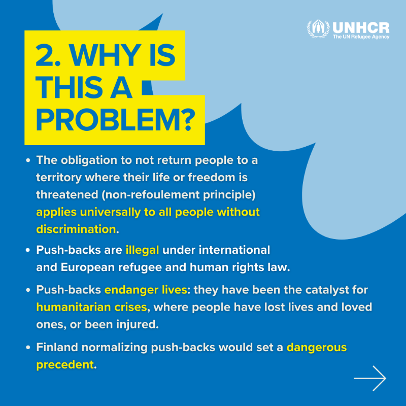 UNHCR_NE's tweet photo. 🚨 Finland’s new border law 🚨

What is it, what are the problems, and how can they be addressed?