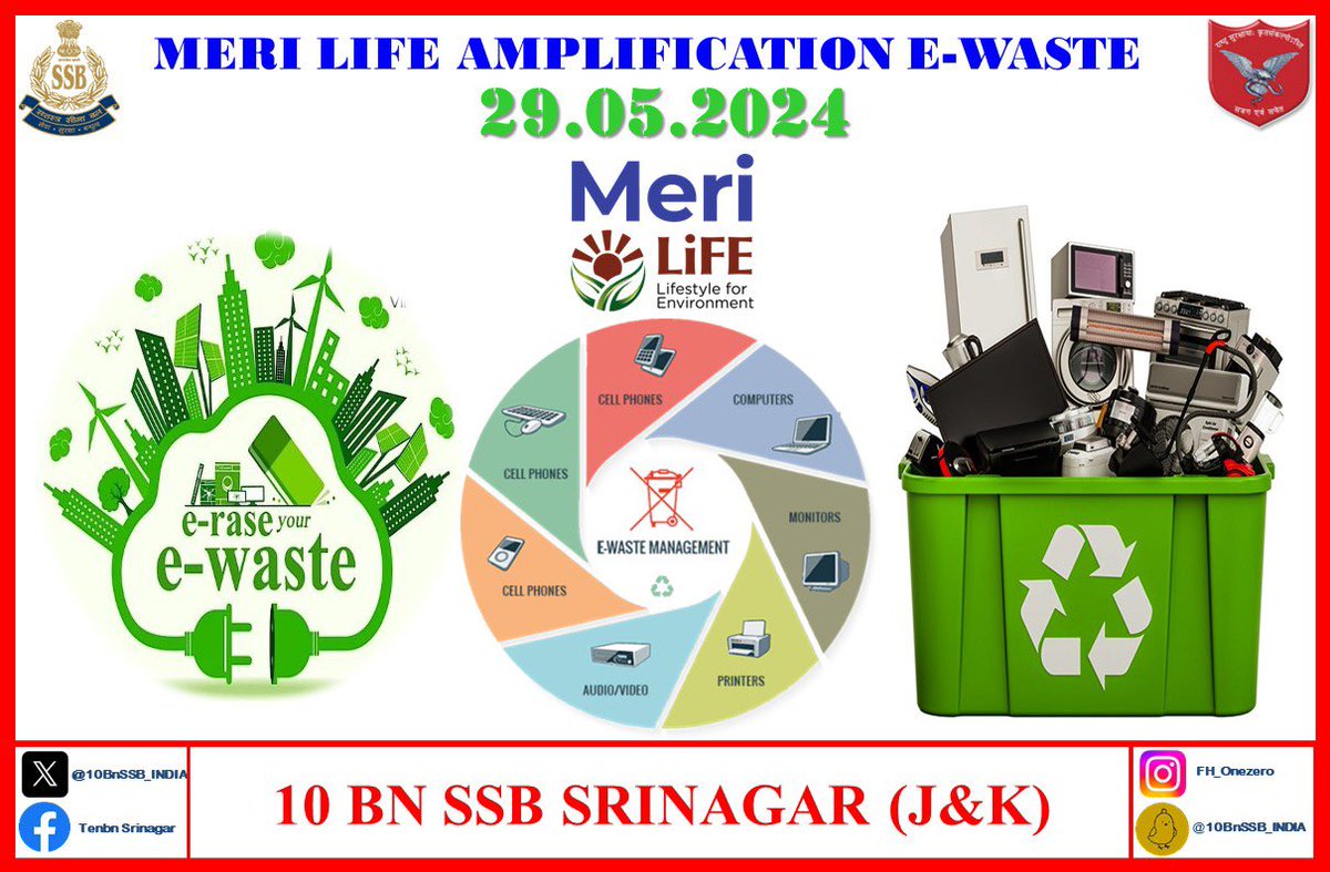 Let's protect our planet. Join the #MeriLiFE movement and make mindful choices for a sustainable future. 🌍♻️ Learn how to reduce, reuse, and recycle electronic waste. Together, we can create a cleaner, greener world. @moefcc @SSB_INDIA @Rohitashwa14