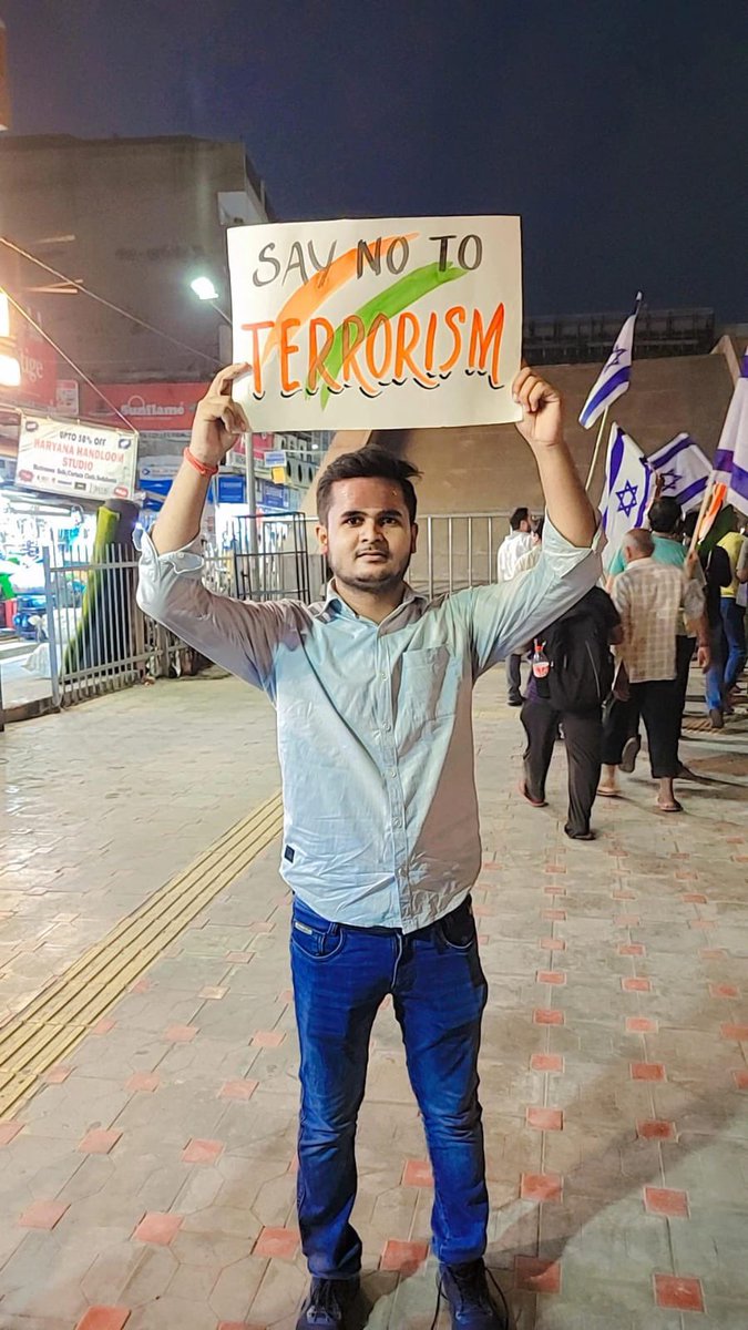 AshwiniSahaya's tweet photo. I strongly stand with #Israel in fight against Terrorism 🇮🇳🤝🇮🇱 @IsraelinIndia https://t.co/srvWHKDIpp