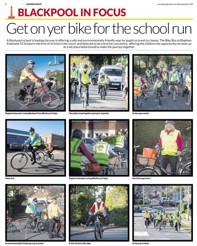 Great to see Bispham Endowed CE school #bikebus featured in the Blackpool @the_gazette! Using our FREE toolkit and with support from the #FRideDays team, their bike bus launched in March! See the article here👉 buff.ly/3V5YY8u @schwalbeuk @sustrans #fridaywecycle