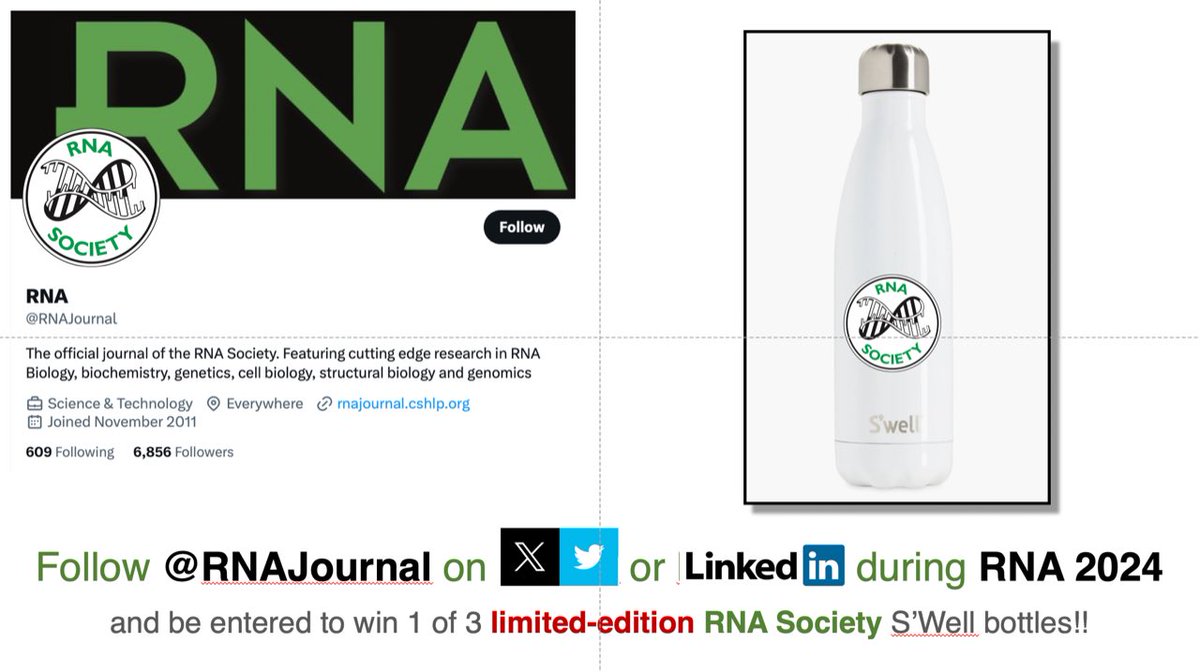 Follow @RNAJournal during #RNA24 and be entered to win 1 of 3 limited edition @RNASociety S’well bottles! 

@LinkedIn link: 
linkedin.com/company/rna-so…