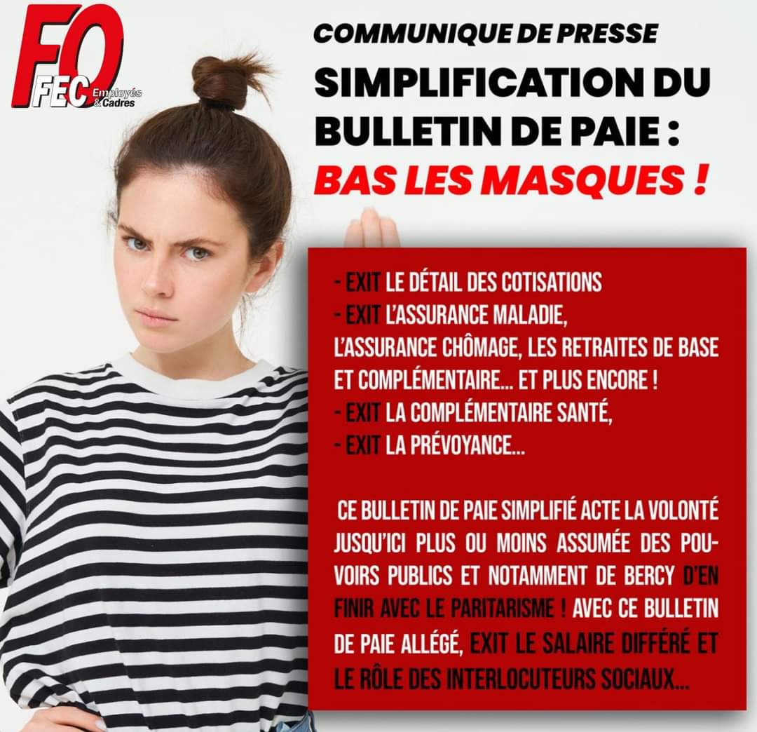 SIMPLIFICATION DU BULLETIN DE PAIE : 
⚠️ ⚠️ ATTENTION DANGER ⚠️ ⚠️

#fecfo