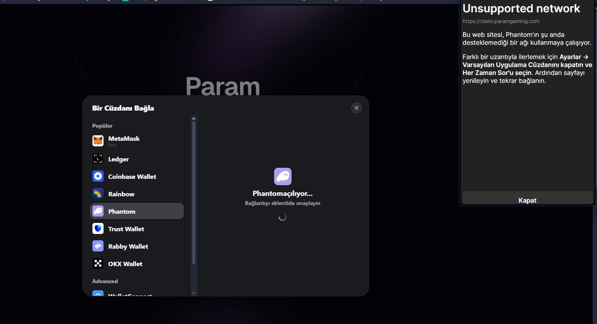 I cannot connect my money to phantom wallet, is there a solution? $Param