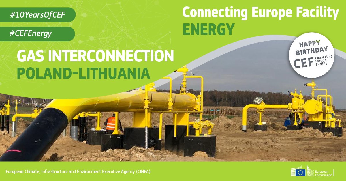 cinea_eu's tweet photo. We celebrate #10YearsOfCEF 🎉 by putting the spotlight on #CEFEnergy-supported projects!

Since 2014, the #EU funds key #EnergyInfrastructure such as the #GIPL, the Gas Interconnection Poland-Lithuania - a strategic project enhancing #EnergySecurity.

👉https://t.co/nbqBpCDonf https://t.co/JqKGt1zlnf
