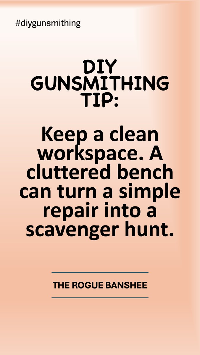 🛠️ DIY Gunsmithing Tip 🛠️
Keep your workspace tidy! A clean bench means less time hunting for tools and more time making precise repairs. Let's turn those projects into successes, one clean bench at a time! #DIYGunsmithing #GunsmithingTips #EfficiencyInAction #StayOrganized