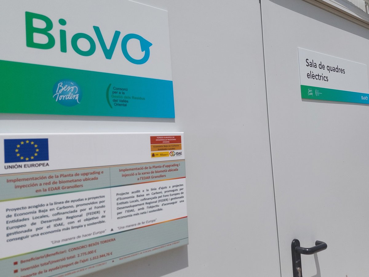 🪧♻️La planta @BioVO_Biometa disposa de nova cartelleria amb la imatge del projecte i que serveix per identificar i indicar les diferents parts que conformen aquesta planta d'enriquiment de #biogàs per a l'obtenció de #biometà.