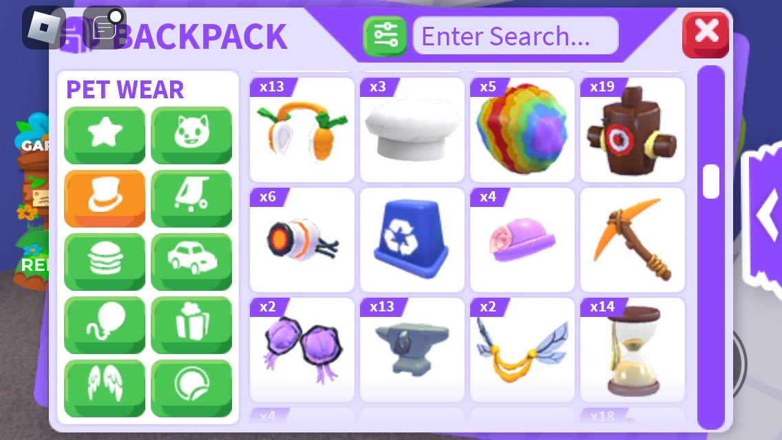 TRADING ALL PET WEAR 💜

I’m LF- FAIR pet & egg OFFERS only!
NYP :)
More pictures in comments :) 
#adoptmetrade #adoptmetrading #adoptmetrades #adoptmetrader #adoptmeoffers #adoptmeoffer #adoptmepets #adoptmepet #adoptme