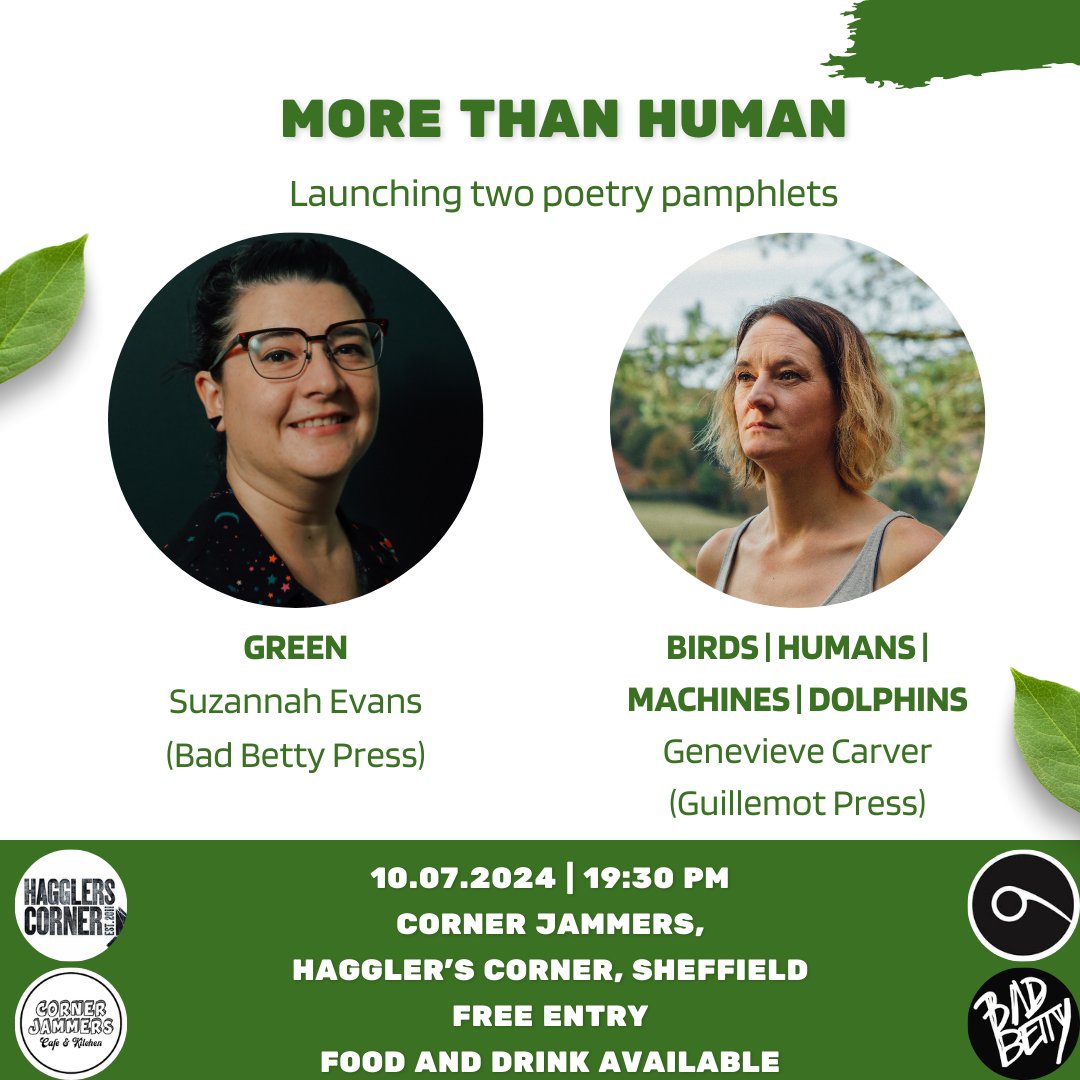 Sheffield folks, please join @suzannahevans and I as we launch our twin poetry pamphlets on 10th July! @GuillemotPress @badbettypress