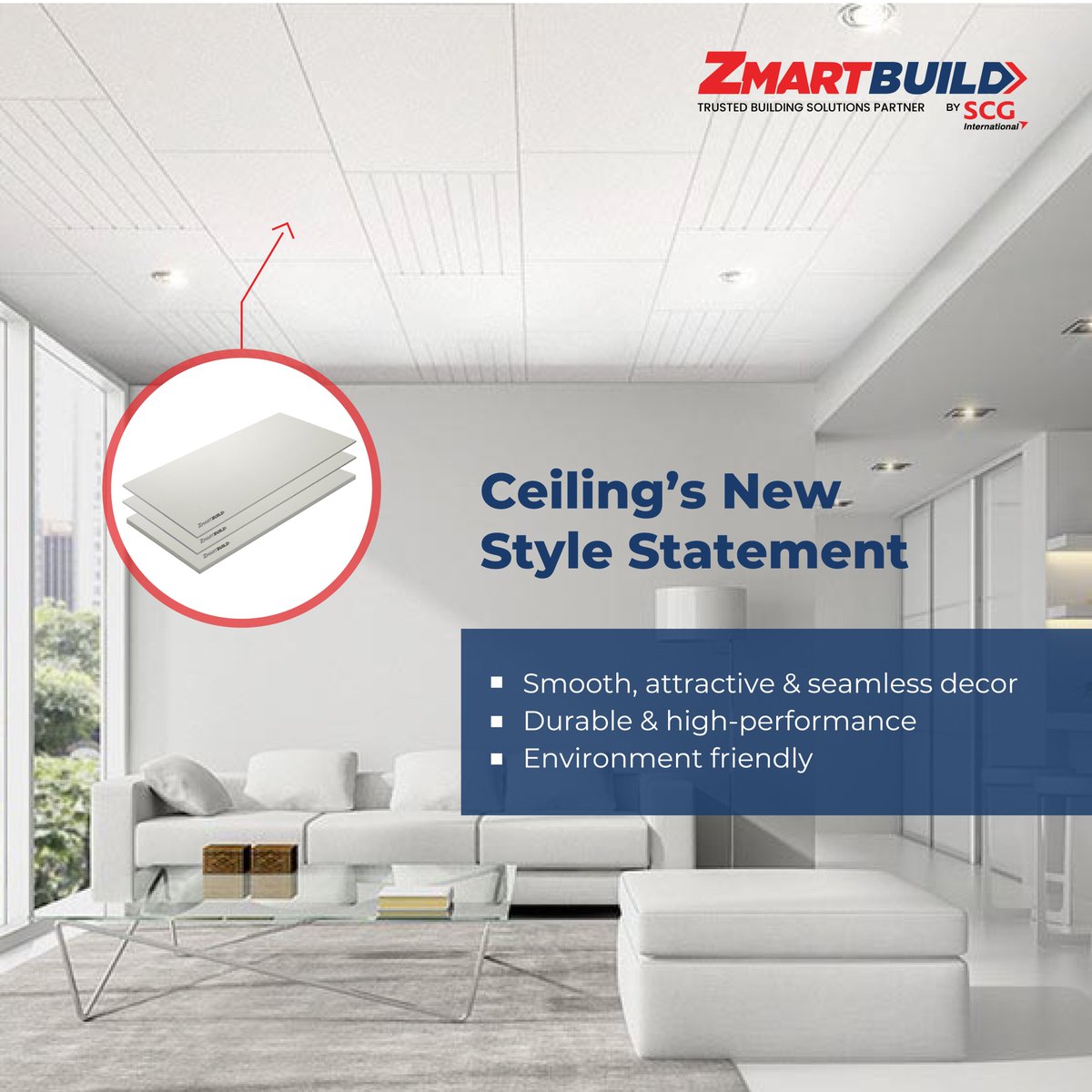 Elevate your interiors with ZMARTBUILD Concealed Ceiling Solutions. Combat dust and sagging while never compromising on performance.

#zmartbuild #zmartbuildindia #scginternational #zmartbuildsolutions  #environmentfriendly #ceilingsolution #ceiling #concealedceiling