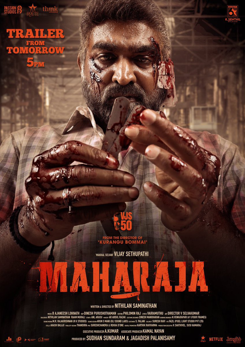 From a director who blew me away with his first film. #Maharaja trailer drops tomorrow at 5 PM