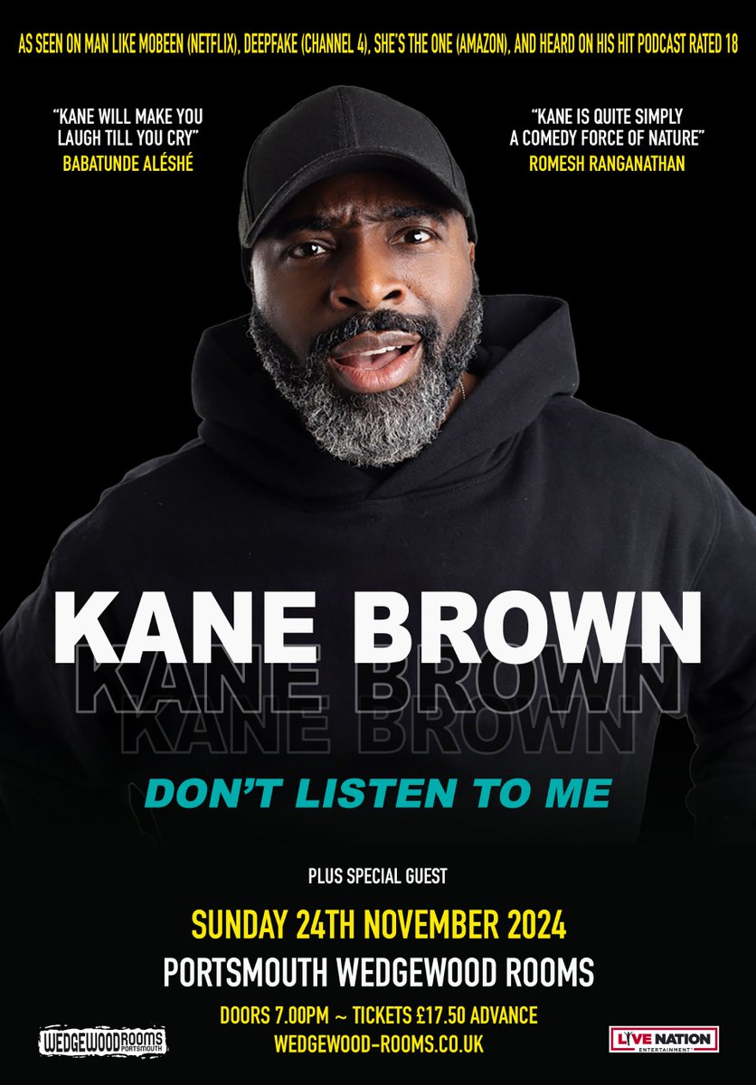 Our show with @kanebrowncomedy is on sale now!😅 🔸 General Admission tickets - £17.50 in advance 🔸 Meet & Greet tickets - £32.50 in advance Please note, this show is for those aged 16+ 👉 wedgewood-rooms.co.uk 👈