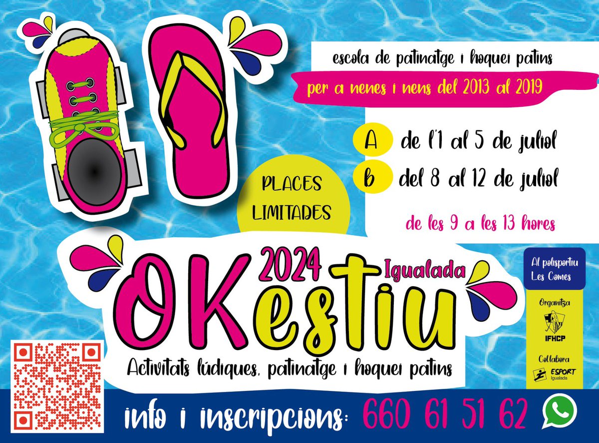 IgualadaFHCP's tweet photo. ☀️🏒 Apuntat a l’OK Estiu

🖇️ https://t.co/3HgB7ud6gF

#Igualada #IFHCP #EsportFemení #HoqueiPatins #baseIFHCP https://t.co/UrS3G9315z