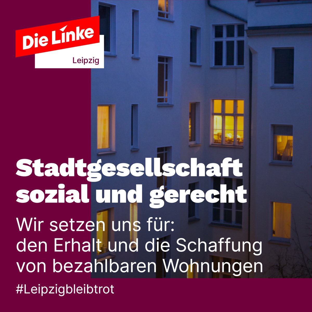 #Gerechtigkeit: Wohnen ist ein grundlegendes Menschenrecht und ein essentieller Teil der öffentlichen Daseinsvorsorge. Wohnen bleibt eine der wichtigsten sozialen Fragen unserer Zeit. Mit hohen Mieten werden kräftig Profite gescheffelt.
#Leipzigbleibtrot #linkswirkt #srwle24