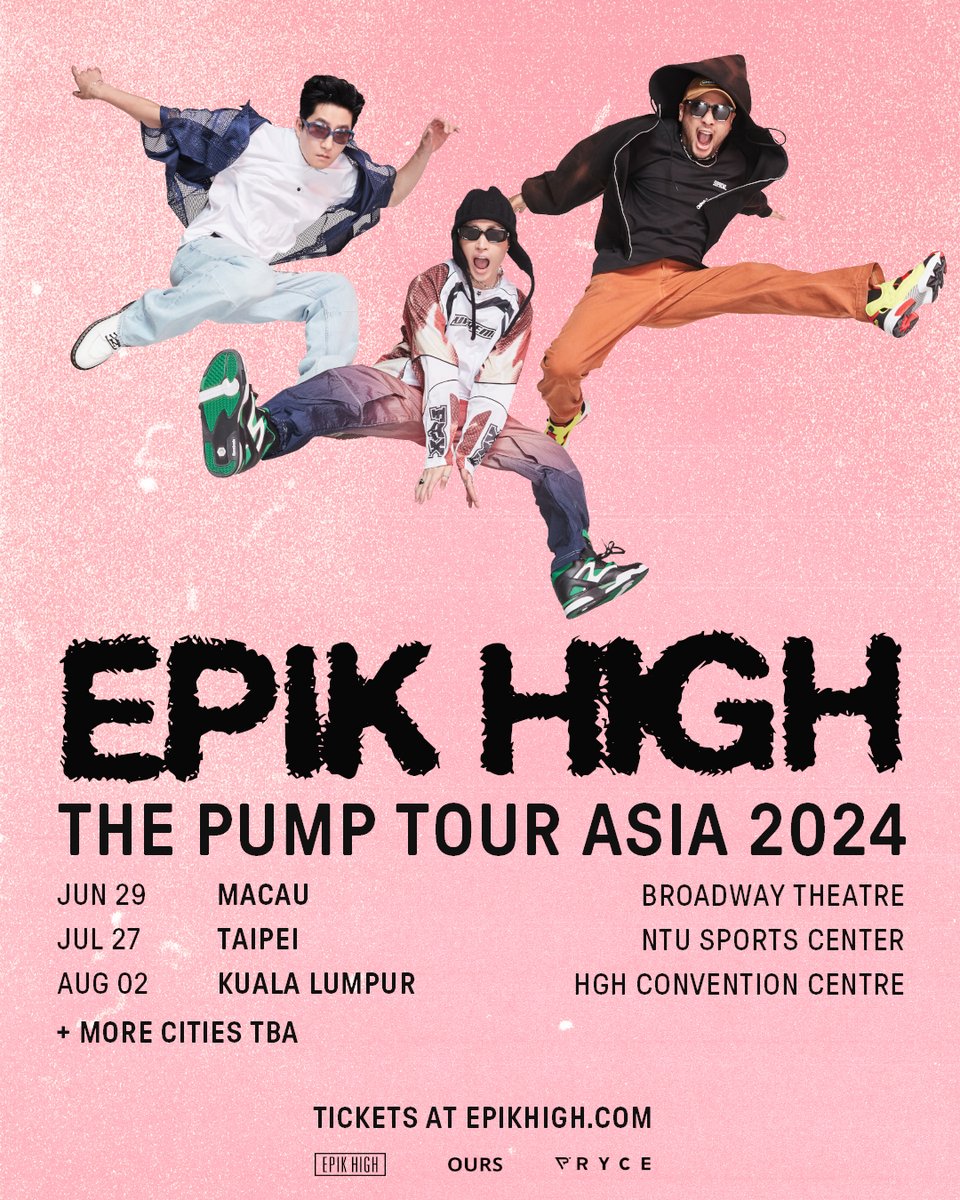 EPIK HIGH <THE PUMP TOUR ASIA 2024> is going to Macau, Taipei and Kuala Lumpur! 🕖 | Ticket on sale: 12PM UTC+08:00, Jun 7 🎫 | Ticket info: EpikHigh.com + More cities coming soon! #에픽하이 #EPIKHIGH #EpikHighTour2024