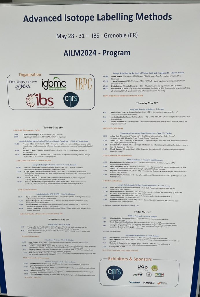 Great #NMR conference organised by J. Boisbouvier @IBS_Grenoble with a fantastic programme 👇